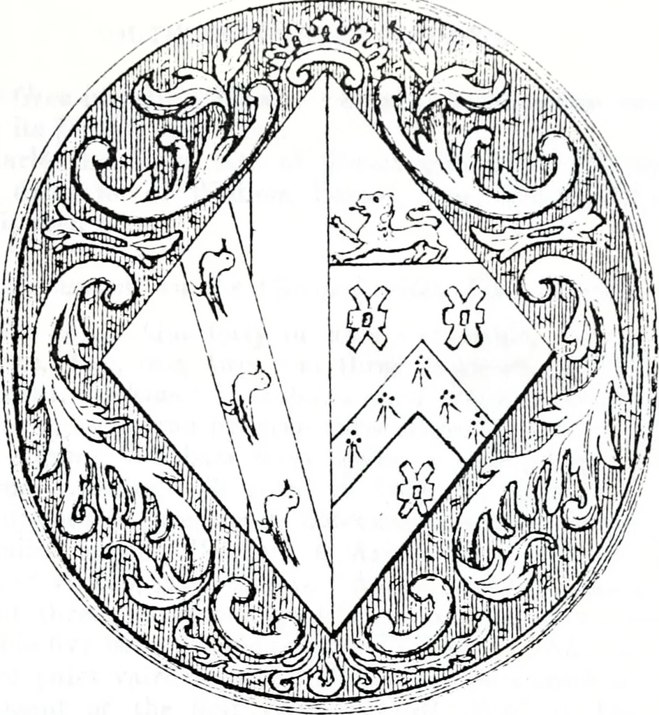 An illustration from The church heraldry of Norfolk : a description of all coats of arms on brasses, monuments, slabs, hatchments, &c., now to be found in the county, illustrated, with references to Blomefield's History of Norfolk and Burke's Armory, together with notes from the inscriptions attached, 1887, leaf 200