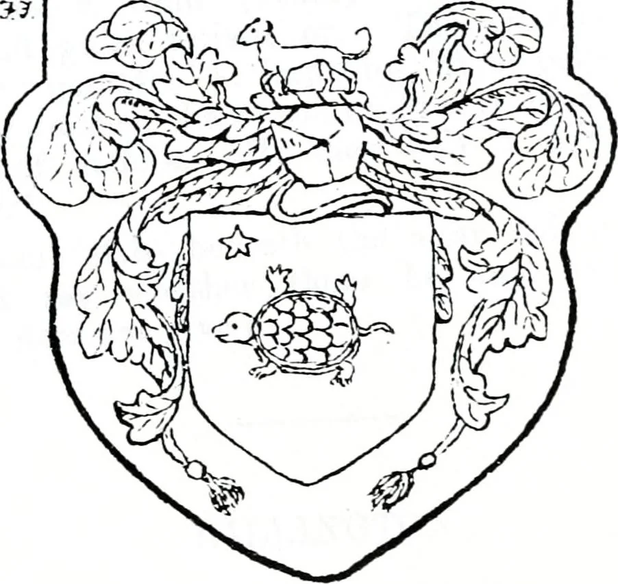 An illustration from The church heraldry of Norfolk : a description of all coats of arms on brasses, monuments, slabs, hatchments, &c., now to be found in the county, illustrated, with references to Blomefield's History of Norfolk and Burke's Armory, together with notes from the inscriptions attached, 1887, leaf 312