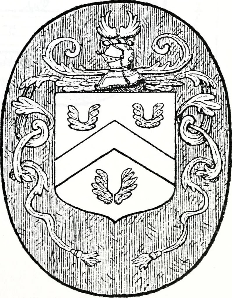 An illustration from The church heraldry of Norfolk : a description of all coats of arms on brasses, monuments, slabs, hatchments, &c., now to be found in the county, illustrated, with references to Blomefield's History of Norfolk and Burke's Armory, together with notes from the inscriptions attached, 1887, leaf 486