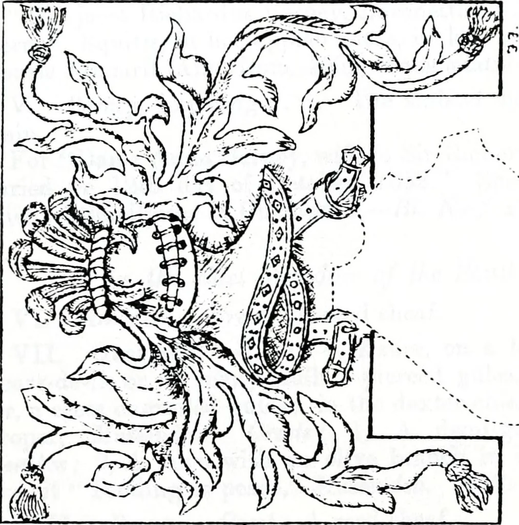 An illustration from The church heraldry of Norfolk : a description of all coats of arms on brasses, monuments, slabs, hatchments, &c., now to be found in the county, illustrated, with references to Blomefield's History of Norfolk and Burke's Armory, together with notes from the inscriptions attached, 1887, leaf 540