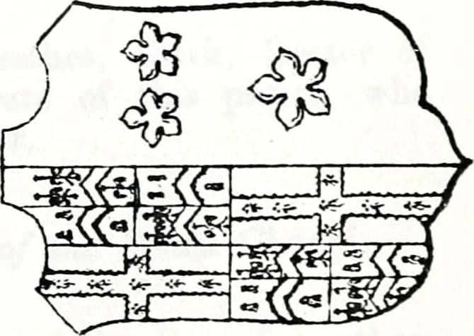 An illustration from The church heraldry of Norfolk : a description of all coats of arms on brasses, monuments, slabs, hatchments, &c., now to be found in the county, illustrated, with references to Blomefield's History of Norfolk and Burke's Armory, together with notes from the inscriptions attached, 1887, leaf 540