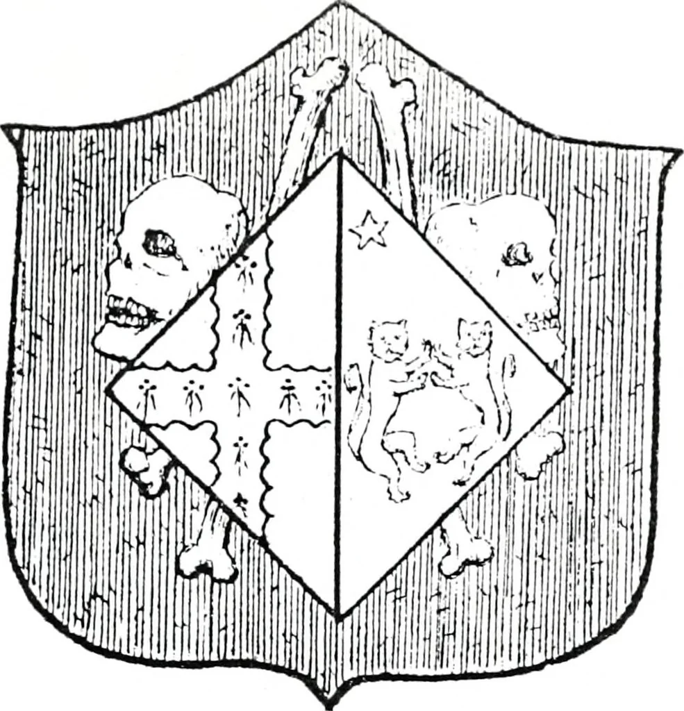 An illustration from The church heraldry of Norfolk : a description of all coats of arms on brasses, monuments, slabs, hatchments, &c., now to be found in the county, illustrated, with references to Blomefield's History of Norfolk and Burke's Armory, together with notes from the inscriptions attached, 1887, leaf 546