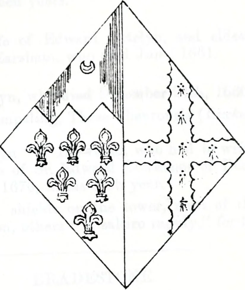 An illustration from The church heraldry of Norfolk : a description of all coats of arms on brasses, monuments, slabs, hatchments, &c., now to be found in the county, illustrated, with references to Blomefield's History of Norfolk and Burke's Armory, together with notes from the inscriptions attached, 1887, leaf 560