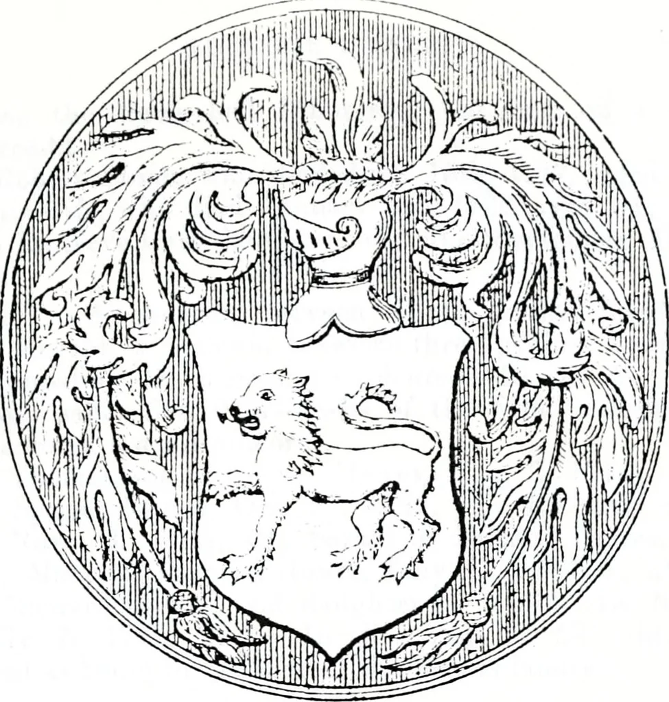 An illustration from The church heraldry of Norfolk : a description of all coats of arms on brasses, monuments, slabs, hatchments, &c., now to be found in the county, illustrated, with references to Blomefield's History of Norfolk and Burke's Armory, together with notes from the inscriptions attached, 1887, leaf 706
