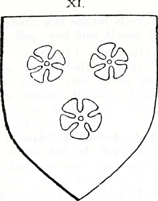 An illustration from The church heraldry of Norfolk : a description of all coats of arms on brasses, monuments, slabs, hatchments, &c., now to be found in the county, illustrated, with references to Blomefield's History of Norfolk and Burke's Armory, together with notes from the inscriptions attached, 1887, leaf 720