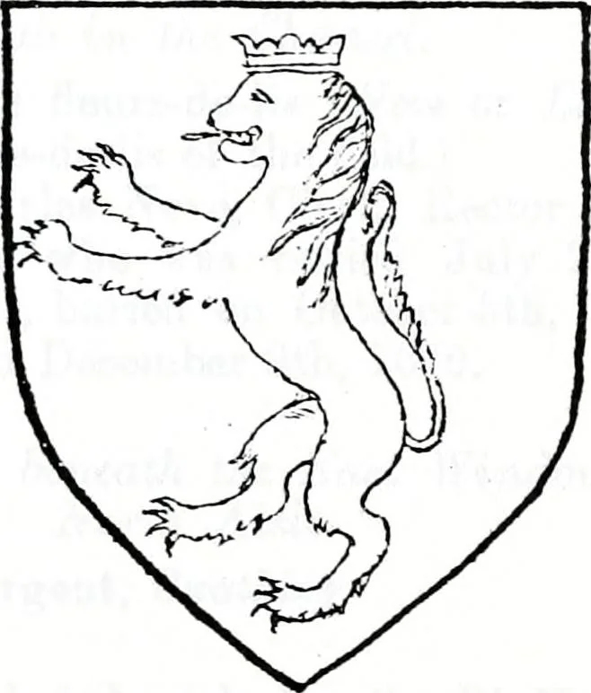 An illustration from The church heraldry of Norfolk : a description of all coats of arms on brasses, monuments, slabs, hatchments, &c., now to be found in the county, illustrated, with references to Blomefield's History of Norfolk and Burke's Armory, together with notes from the inscriptions attached, 1887, leaf 720