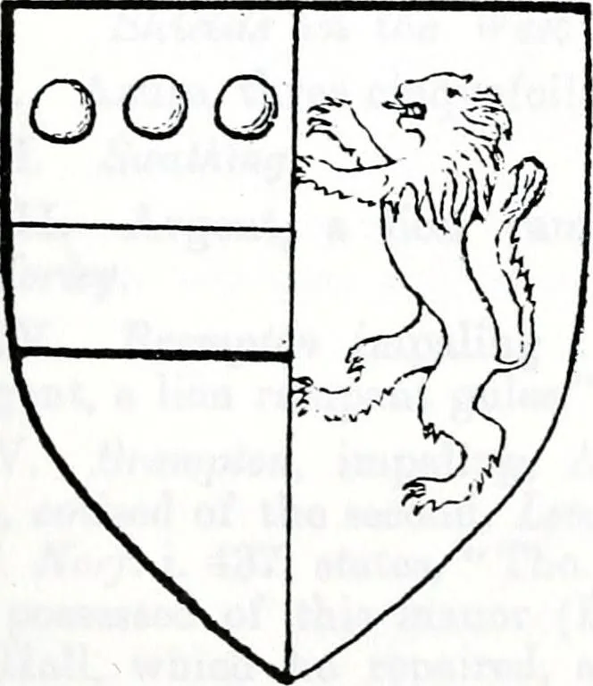 An illustration from The church heraldry of Norfolk : a description of all coats of arms on brasses, monuments, slabs, hatchments, &c., now to be found in the county, illustrated, with references to Blomefield's History of Norfolk and Burke's Armory, together with notes from the inscriptions attached, 1887, leaf 720