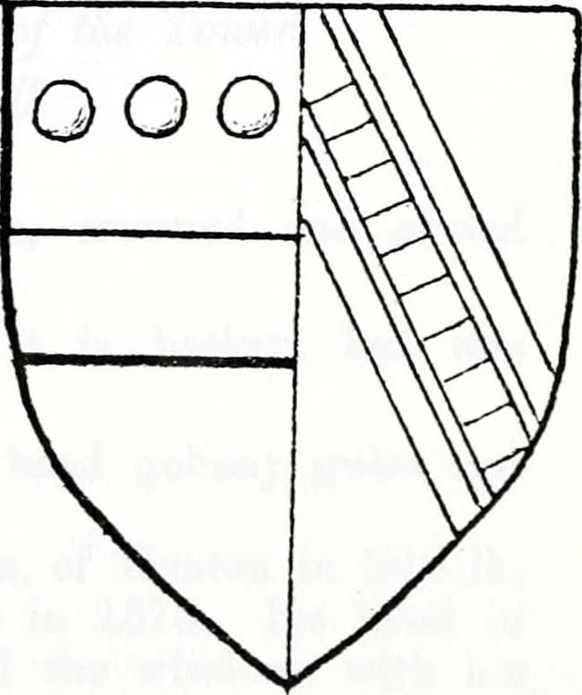 An illustration from The church heraldry of Norfolk : a description of all coats of arms on brasses, monuments, slabs, hatchments, &c., now to be found in the county, illustrated, with references to Blomefield's History of Norfolk and Burke's Armory, together with notes from the inscriptions attached, 1887, leaf 720
