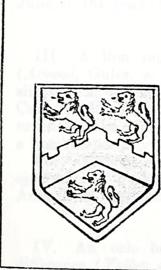 An illustration from The church heraldry of Norfolk : a description of all coats of arms on brasses, monuments, slabs, hatchments, &c., now to be found in the county, illustrated, with references to Blomefield's History of Norfolk and Burke's Armory, together with notes from the inscriptions attached, 1887, leaf 844