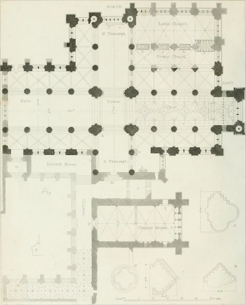 An illustration from The history and antiquities of the cathedral church of Oxford : illustrated by a series of engravings, of views, plans, elevations, sections, and details of that edifice, with biographical anecdotes of the bishops and of other eminent persons connected with the church, 1821, leaf 27