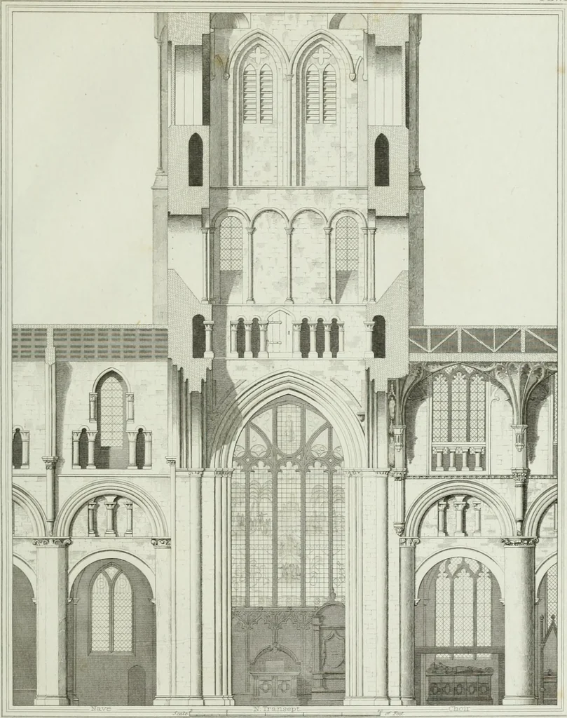 An illustration from The history and antiquities of the cathedral church of Oxford : illustrated by a series of engravings, of views, plans, elevations, sections, and details of that edifice, with biographical anecdotes of the bishops and of other eminent persons connected with the church, 1821, leaf 40
