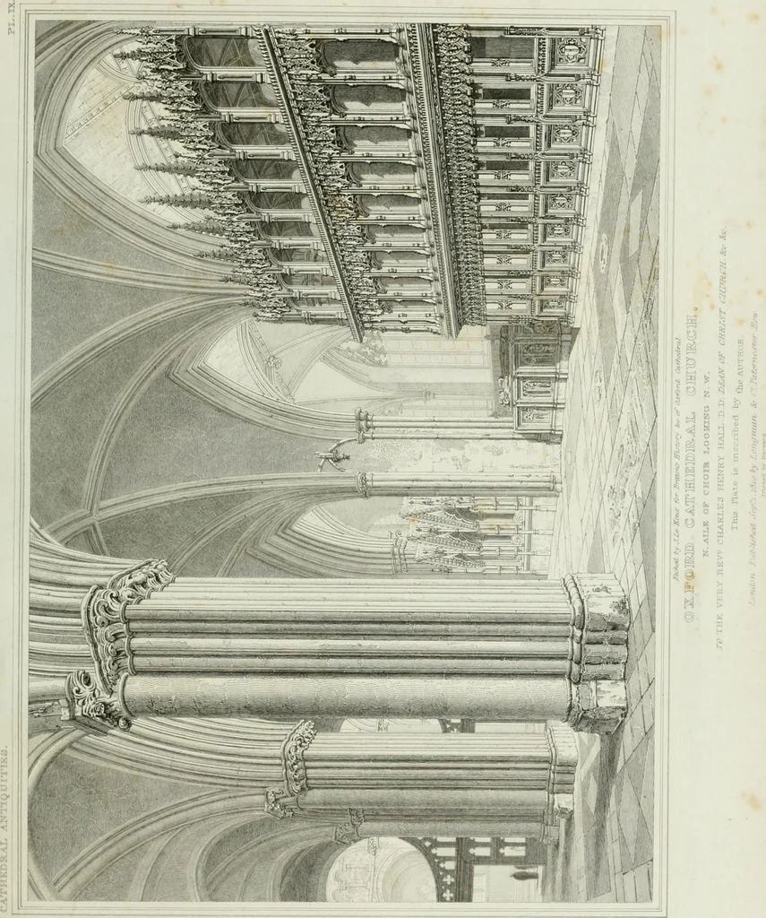 An illustration from The history and antiquities of the cathedral church of Oxford : illustrated by a series of engravings, of views, plans, elevations, sections, and details of that edifice, with biographical anecdotes of the bishops and of other eminent persons connected with the church, 1821, leaf 44