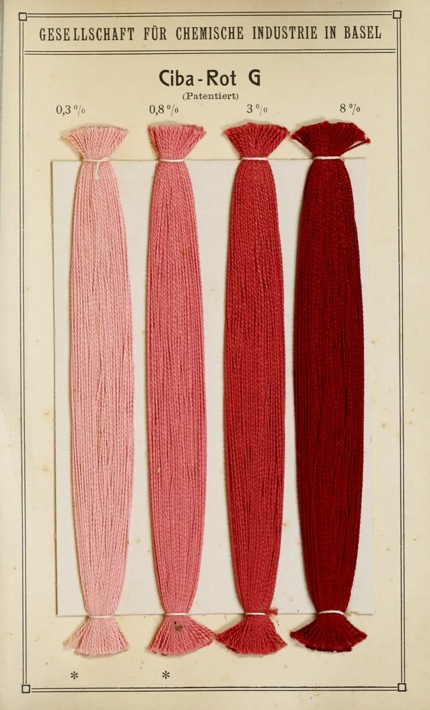 An illustration from CIBA-Farbstoffe : (patentiert) auf mercerisiertem Baumwollgarn, 1908, leaf 19