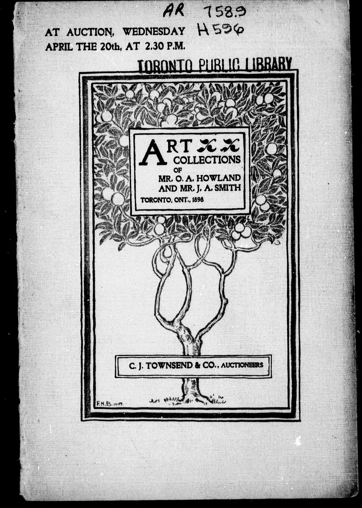 An illustration from Catalogue of paintings and water colors [microform] : comprising the art collections of Messrs. O.A. Howland and J.A. Smith to be sold by auction, without reserve, Wednesday, April the 20th at 2:30 P.M., at the rooms of C.J. Townsend & Co., 22 King Street West, Toronto, 1898, leaf 4