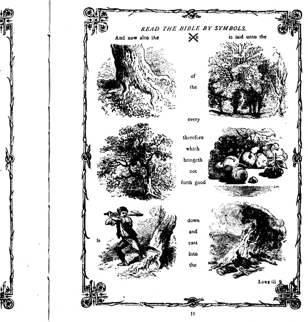 An illustration from Picture puzzles, or, How to read the Bible by symbols [microform] : designed especially for the boys and girls to stimulate a greater interest in the Holy Bible, 1899, leaf 17