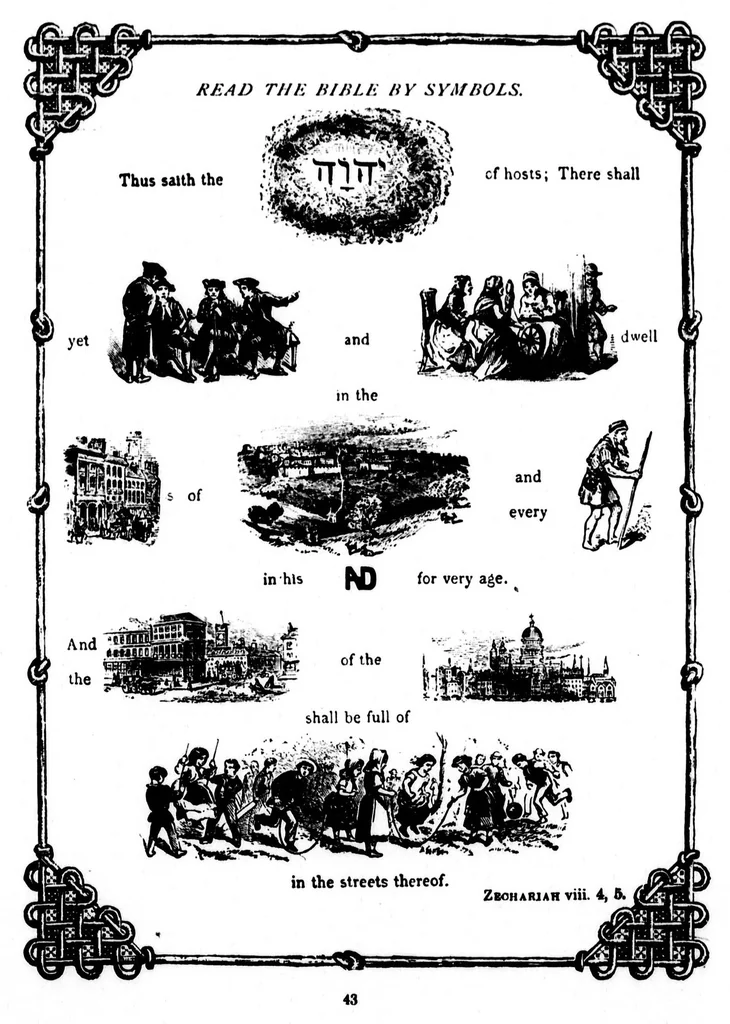 An illustration from Picture puzzles, or, How to read the Bible by symbols [microform] : designed especially for the boys and girls to stimulate a greater interest in the Holy Bible, 1899, leaf 51