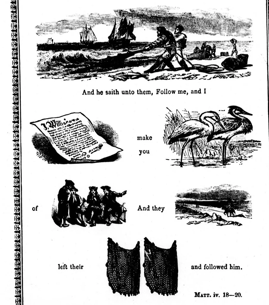 An illustration from Picture puzzles, or, How to read the Bible by symbols [microform] : designed especially for the boys and girls to stimulate a greater interest in the Holy Bible, 1899, leaf 79