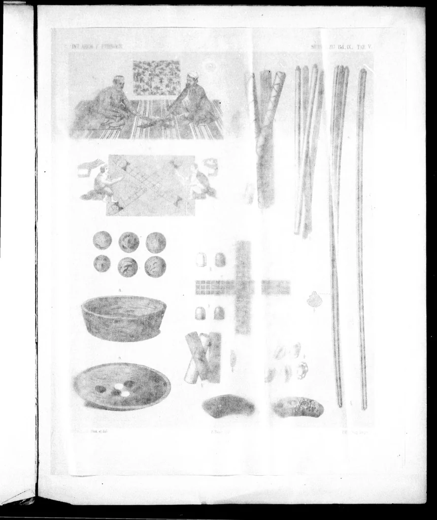 An illustration from On American lot-games as evidence of Asiatic intercourse before the time of Columbus [microform], 1896, leaf 22