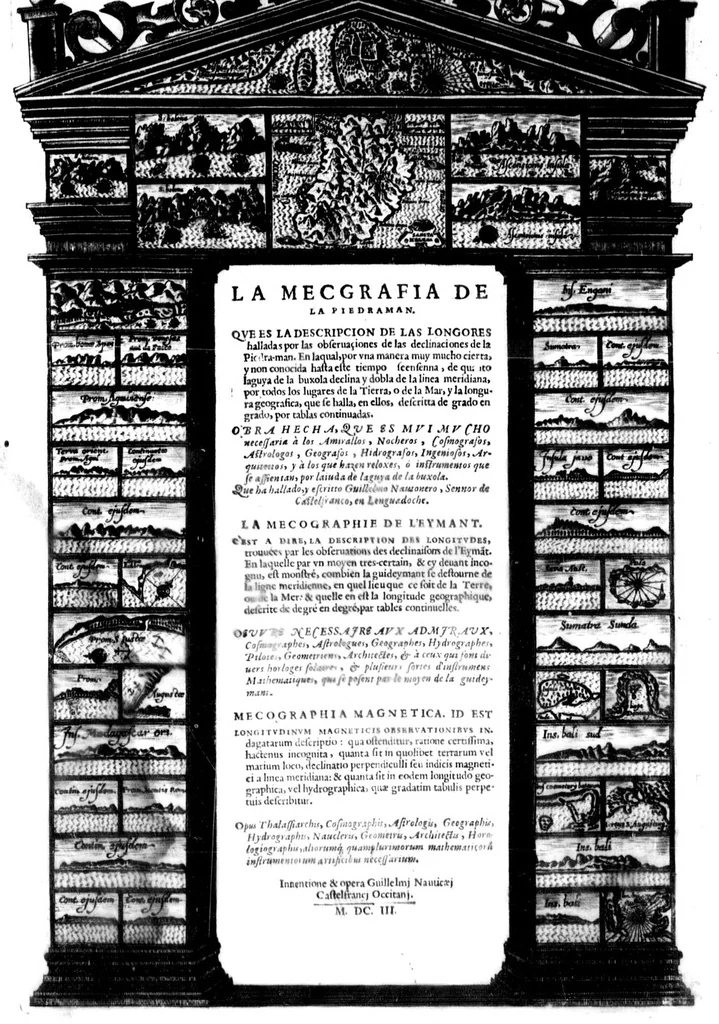 An illustration from La mecographie de l'Eymant [microforme] : c'est a dire, la description des longitudes trouvées par les observations des declinaisons de l'Eymant en laquelle par un moyen trescertain, & cy devant incognu ..., 1604, leaf 477