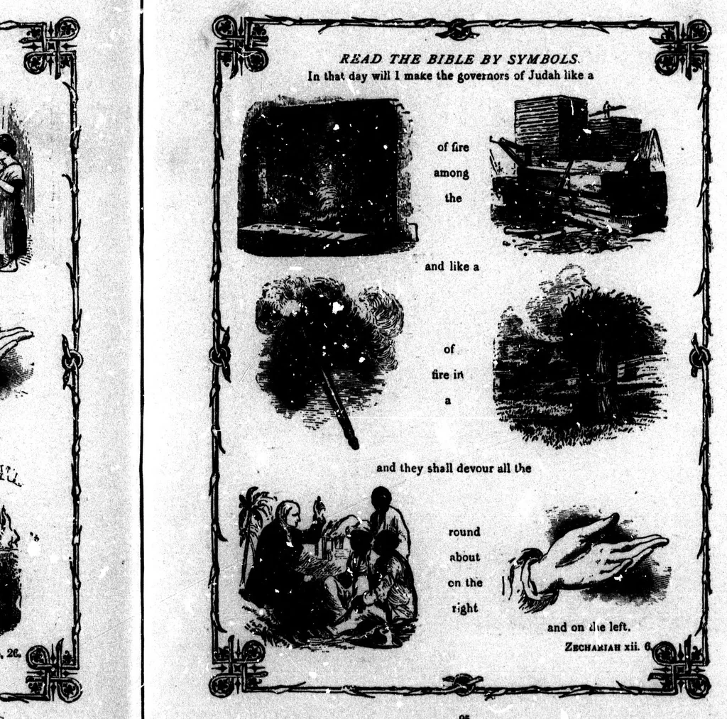 An illustration from Picture puzzles, or, How to read the Bible by symbols [microform] : designed especially for the boys and girls to stimulate a greater interest in the Holy Bible, 1899, leaf 113