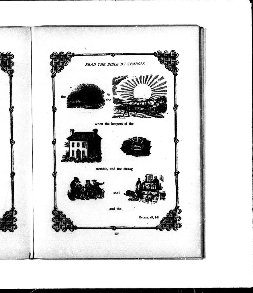 An illustration from Picture puzzles, or, How to read the Bible by symbols [microform] : designed especially for the boys and girls to stimulate a greater interest in the Holy Bible, 1899, leaf 145