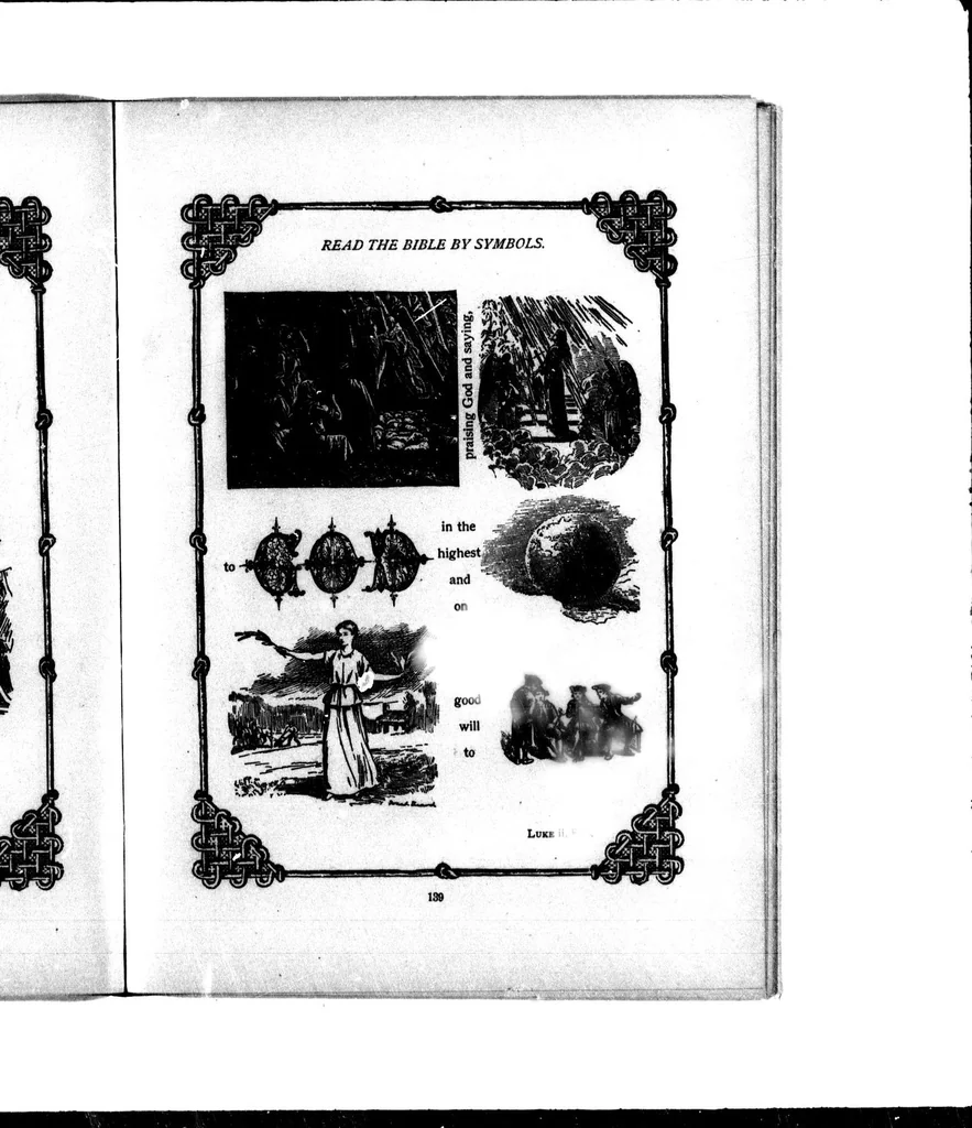An illustration from Picture puzzles, or, How to read the Bible by symbols [microform] : designed especially for the boys and girls to stimulate a greater interest in the Holy Bible, 1899, leaf 157