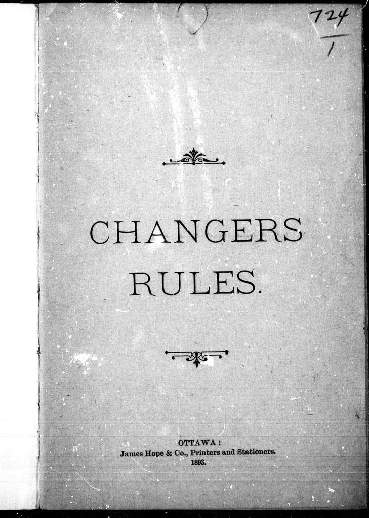 An illustration from Changers rules [microform], 1893, leaf 5