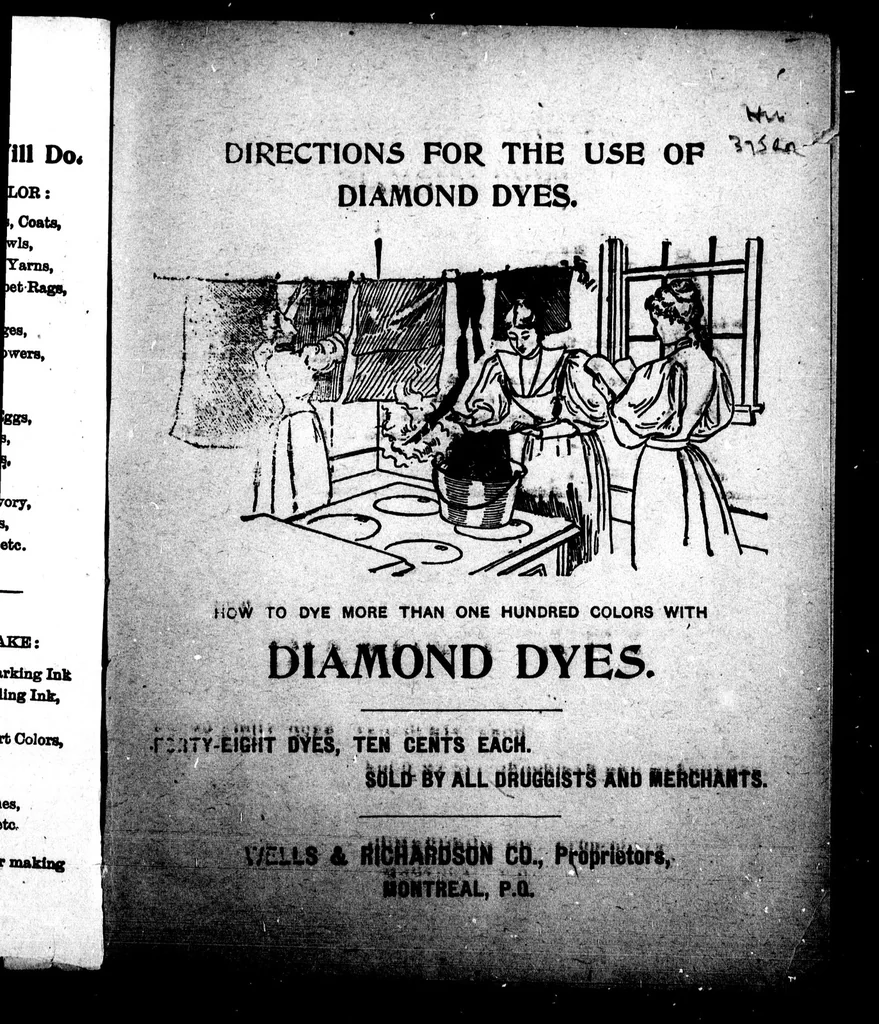 An illustration from Directions for the use of Diamond dyes [microform] : how to dye more than one hundred colors with Diamond dyes, 1900, leaf 6