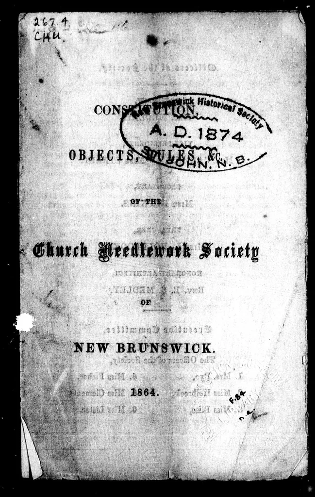 An illustration from Constitution, objects, rules, &c. of the Church Needlework Society of New Brunswick, 1864 [microform], 1864, leaf 4