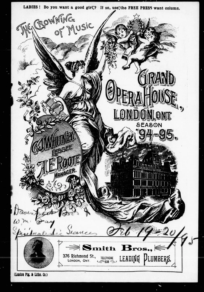 An illustration from Grand Opera House, London, Ont., programme [microform] : Tuesday, February 19th, the original and world-famed Davenport Bros. and W.M. Fay ., 1895, leaf 4