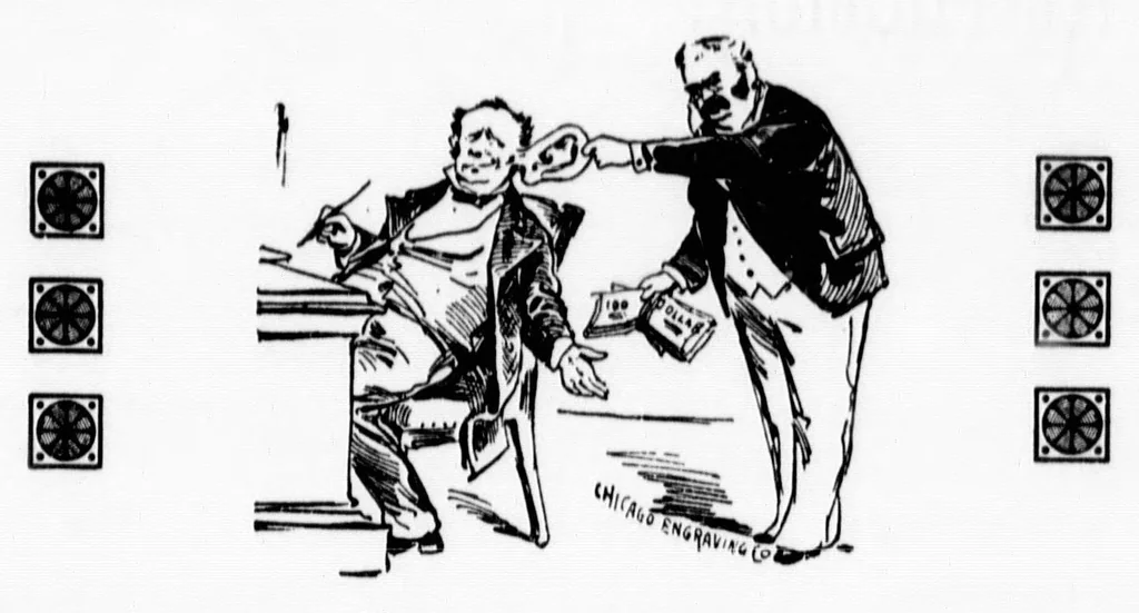 An illustration from Grand Opera House, London, Ont., programme [microform] : music, song & story, pictorially illustrated by Mr. G.H. Snazelle, Friday evening, February 15th ., 1895, leaf 16