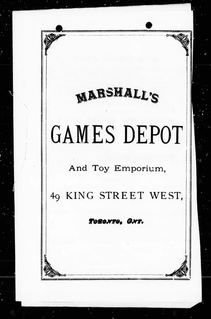 An illustration from Marshall's Games Depot and Toy Emporium [microform] : 49 King Street West, Toronto, Ont, 1885, leaf 4