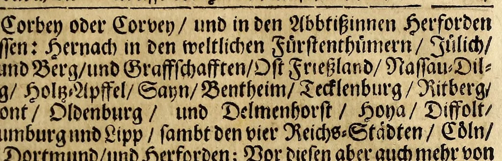 An illustration from Cimelium geographicum tripartitum, oder Dreyfaches geographisches Kleinod, : darinnen begriffen, I. Richtig-gesuchte und verfassete Longitudines und Latitudines aller gross- und kleinen Städte, auch Schlösser, sambt gräflicher, freyherrlicher und adelicher Häuser, des gantzen höchstlöblichsten Churfürstenthums Sachsen und incorporirter Lande, neben theils angräntzender Oerther. II. Milliographia, oder, Meilen-Beschreibung, erstlich durch die gantze Welt, hernach in specie dieser Lande; dabey ein sonderbar Rosetum Geographicum, oder Geographischer Rosen-Garten, III. Seminarium geographicum, Geographischer Pflantz-Garten, Rechst schuldigster Beförderung der Ehre Gottes, der Durchleuchtigsten, Chur- und Hoch-Fürstlichen gnädigsten Herrschafft zu unterthänigsten, auch Dero getreuesten Land-Ständen nützlichen Diensten, 1680, leaf 139
