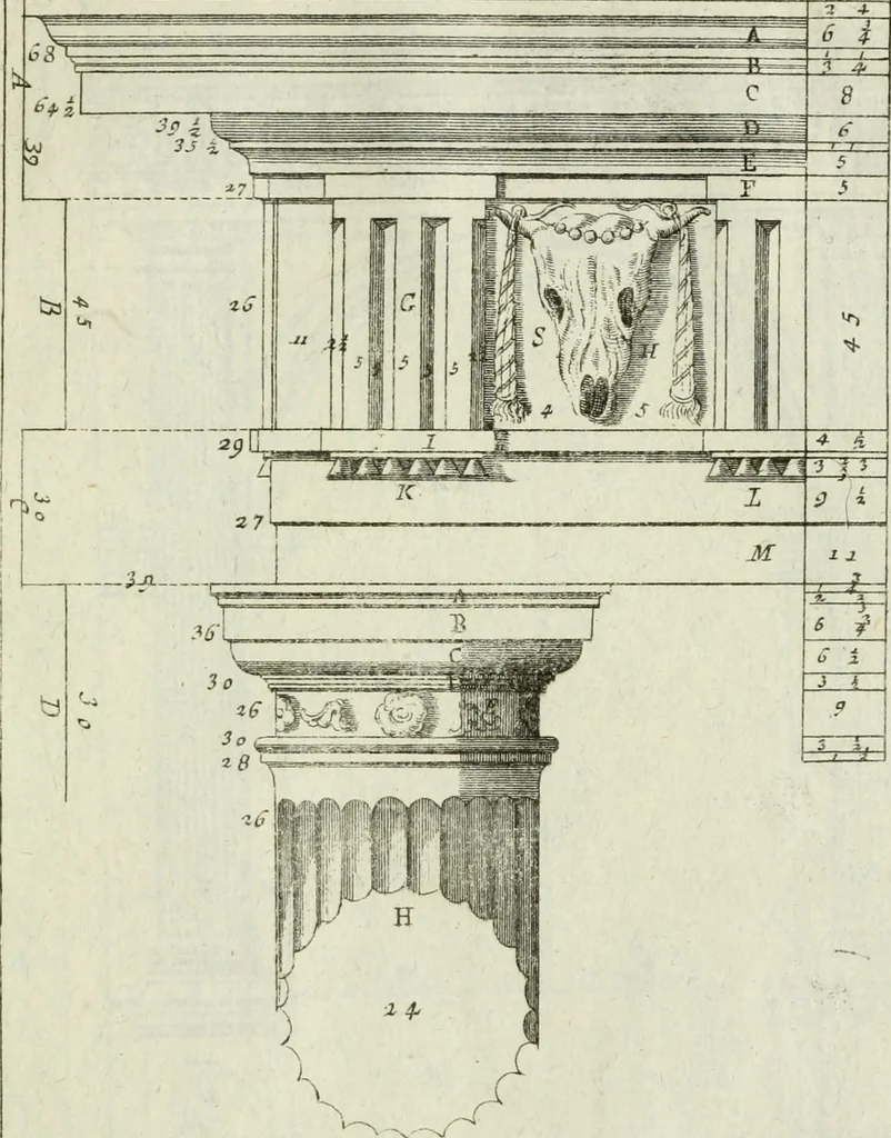 An illustration from I cinque ordini di architettura di Andrea Palladio : esposti per un' esatta istruzione di chi ama e coltiva questa billa utilissima arte, 1784, leaf 56