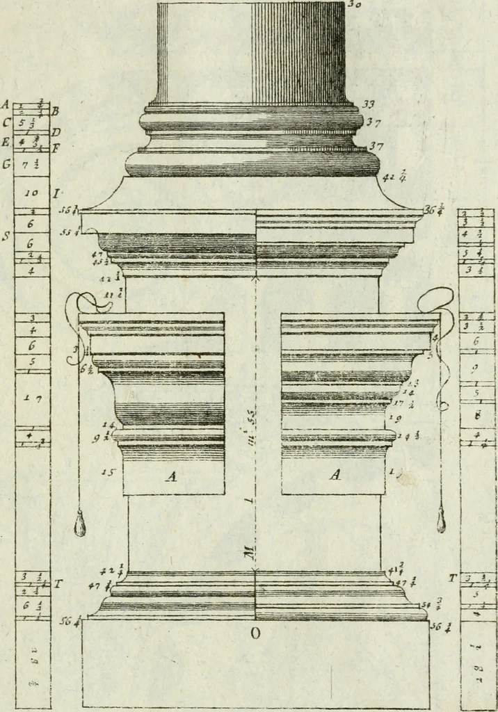 An illustration from I cinque ordini di architettura di Andrea Palladio : esposti per un' esatta istruzione di chi ama e coltiva questa billa utilissima arte, 1784, leaf 62