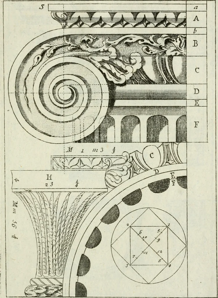 An illustration from I cinque ordini di architettura di Andrea Palladio : esposti per un' esatta istruzione di chi ama e coltiva questa billa utilissima arte, 1784, leaf 64