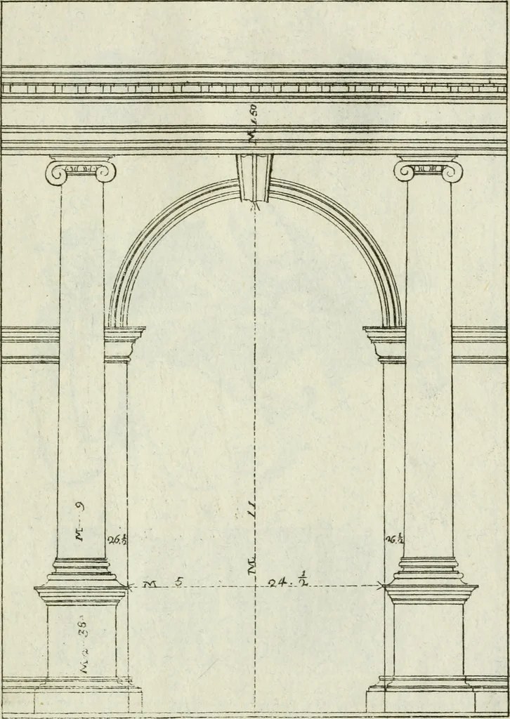 An illustration from I cinque ordini di architettura di Andrea Palladio : esposti per un' esatta istruzione di chi ama e coltiva questa billa utilissima arte, 1784, leaf 68