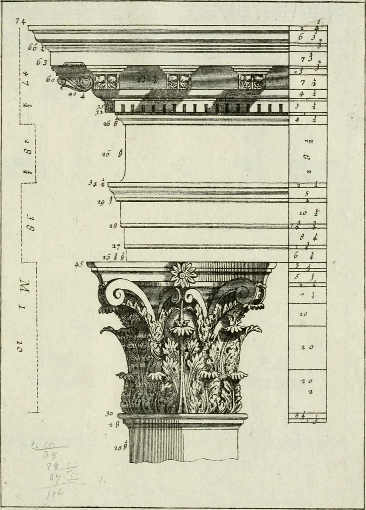 An illustration from I cinque ordini di architettura di Andrea Palladio : esposti per un' esatta istruzione di chi ama e coltiva questa billa utilissima arte, 1784, leaf 76