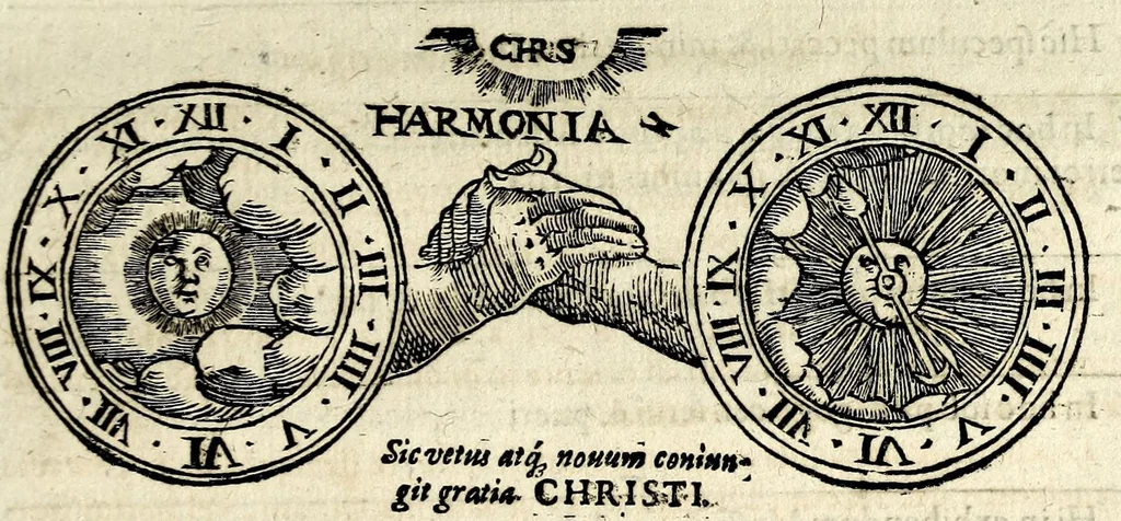 An illustration from Circulus horologI lunaris et solaris, hoc est, Breuissima synopsis, historica, typica et mystica : variis figuris & emblematis illustrata, repraesentans ex Vetere & Nouo Testamento continuam seriem praecipuarum ecclesiae & mundi mutationum, ceu horarum quarundam, praeteritarum, praesentium & secuturarum vlsque ad mundi consummationem, 1616, leaf 153