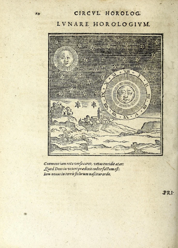 An illustration from Circulus horologI lunaris et solaris, hoc est, Breuissima synopsis, historica, typica et mystica : variis figuris & emblematis illustrata, repraesentans ex Vetere & Nouo Testamento continuam seriem praecipuarum ecclesiae & mundi mutationum, ceu horarum quarundam, praeteritarum, praesentium & secuturarum vlsque ad mundi consummationem, 1616, leaf 28