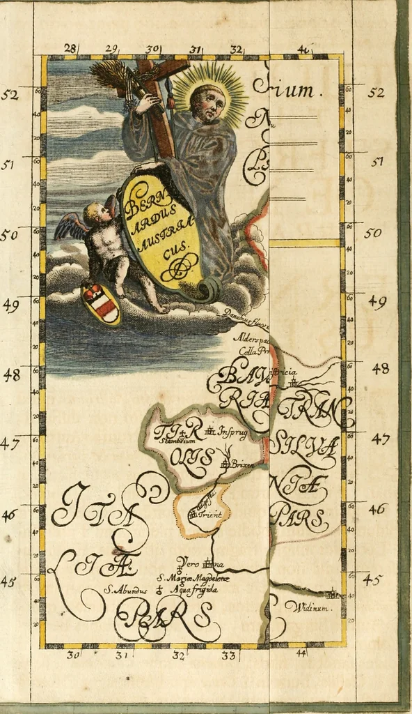 An illustration from Cistercium bis-tertium seu Historia elogialis, in qua sacerrimi ordinis cisterciensis anno Domini 1698 à sui origine sexies, seu bis-ter saecularis primordia, incrementa, praeclara gesta ... connexiones cum religiosis ordinibus, coenobiorum series per terras austriacas ., 1700, leaf 1005