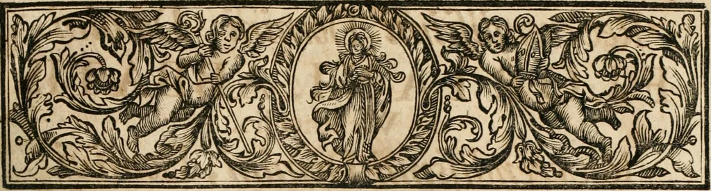 An illustration from Cistercium bis-tertium seu Historia elogialis, in qua sacerrimi ordinis cisterciensis anno Domini 1698 à sui origine sexies, seu bis-ter saecularis primordia, incrementa, praeclara gesta ... connexiones cum religiosis ordinibus, coenobiorum series per terras austriacas ., 1700, leaf 12