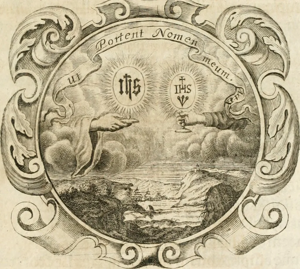 An illustration from Cistercium bis-tertium seu Historia elogialis, in qua sacerrimi ordinis cisterciensis anno Domini 1698 à sui origine sexies, seu bis-ter saecularis primordia, incrementa, praeclara gesta ... connexiones cum religiosis ordinibus, coenobiorum series per terras austriacas ., 1700, leaf 256