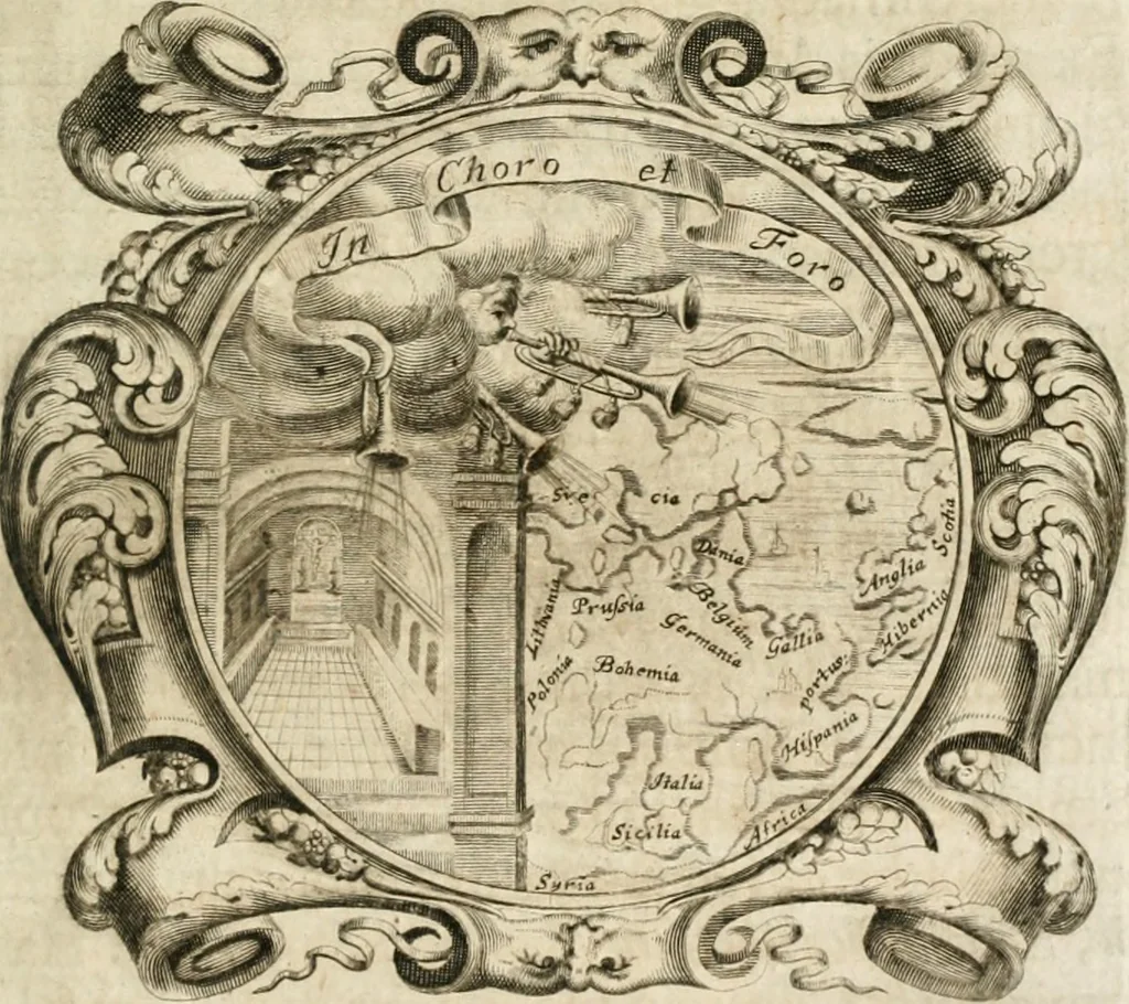 An illustration from Cistercium bis-tertium seu Historia elogialis, in qua sacerrimi ordinis cisterciensis anno Domini 1698 à sui origine sexies, seu bis-ter saecularis primordia, incrementa, praeclara gesta ... connexiones cum religiosis ordinibus, coenobiorum series per terras austriacas ., 1700, leaf 314