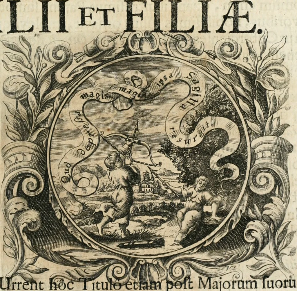 An illustration from Cistercium bis-tertium seu Historia elogialis, in qua sacerrimi ordinis cisterciensis anno Domini 1698 à sui origine sexies, seu bis-ter saecularis primordia, incrementa, praeclara gesta ... connexiones cum religiosis ordinibus, coenobiorum series per terras austriacas ., 1700, leaf 494