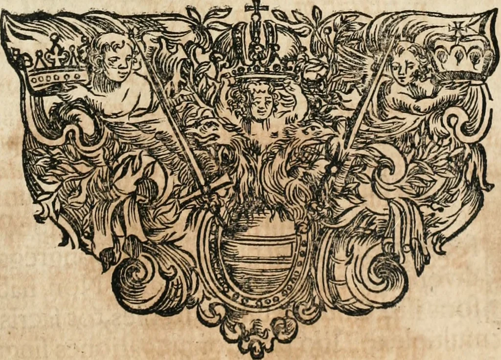 An illustration from Cistercium bis-tertium seu Historia elogialis, in qua sacerrimi ordinis cisterciensis anno Domini 1698 à sui origine sexies, seu bis-ter saecularis primordia, incrementa, praeclara gesta ... connexiones cum religiosis ordinibus, coenobiorum series per terras austriacas ., 1700, leaf 74