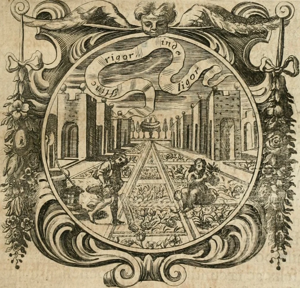 An illustration from Cistercium bis-tertium seu Historia elogialis, in qua sacerrimi ordinis cisterciensis anno Domini 1698 à sui origine sexies, seu bis-ter saecularis primordia, incrementa, praeclara gesta ... connexiones cum religiosis ordinibus, coenobiorum series per terras austriacas ., 1700, leaf 788