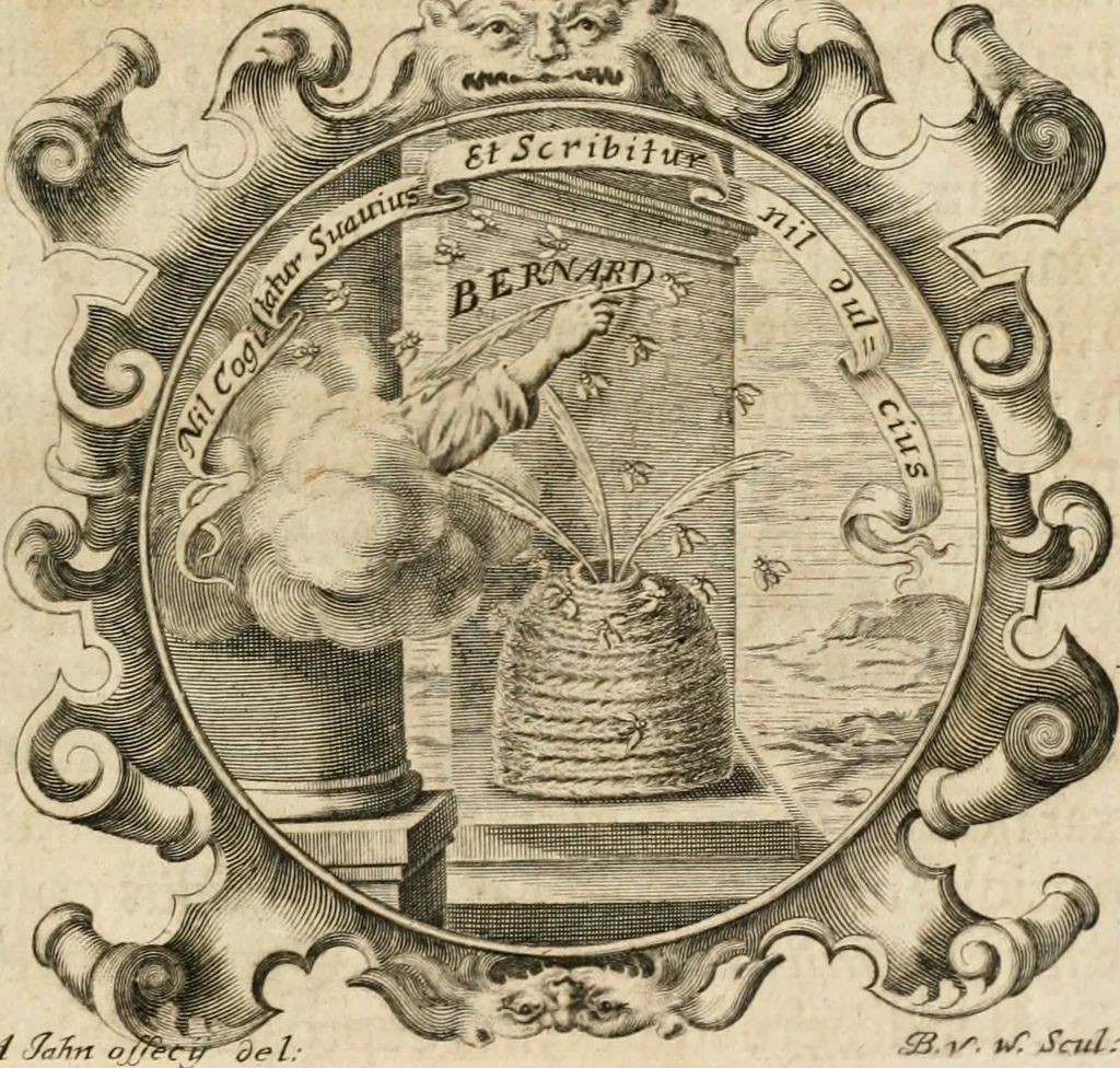 An illustration from Cistercium bis-tertium seu Historia elogialis, in qua sacerrimi ordinis cisterciensis anno Domini 1698 à sui origine sexies, seu bis-ter saecularis primordia, incrementa, praeclara gesta ... connexiones cum religiosis ordinibus, coenobiorum series per terras austriacas ., 1700, leaf 90