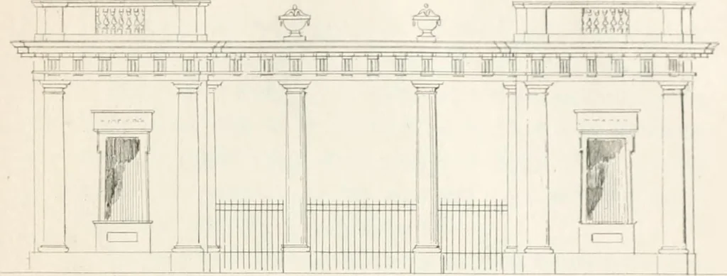 An illustration from City architecture; or, Designs for dwelling houses, stores, hotels, etc. In 20 plates. With descriptions and an essay on the principles of design, 1854, leaf 104