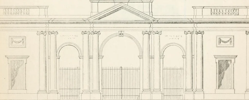 An illustration from City architecture; or, Designs for dwelling houses, stores, hotels, etc. In 20 plates. With descriptions and an essay on the principles of design, 1854, leaf 104